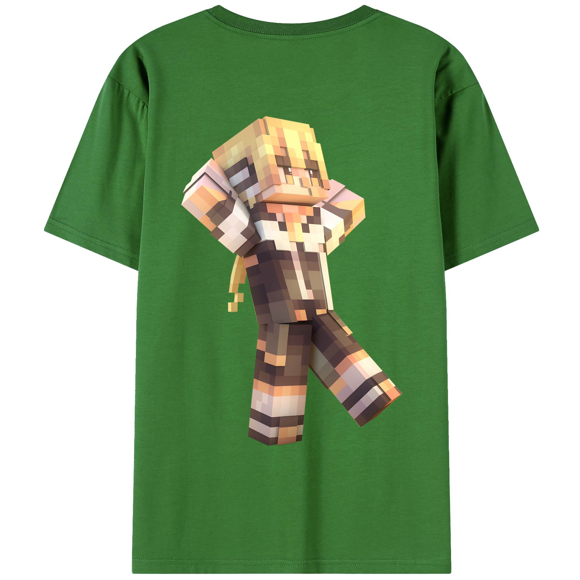 （画像用） マインクラフト ブロックの世界 Minecraft MC Block world レディース半袖Tシャツ(バックプリント)